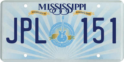 MS license plate JPL151
