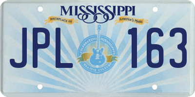 MS license plate JPL163