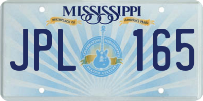 MS license plate JPL165