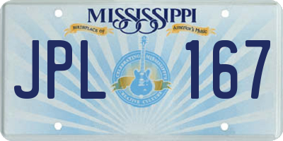 MS license plate JPL167