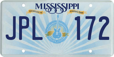 MS license plate JPL172
