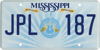 MS license plate JPL187