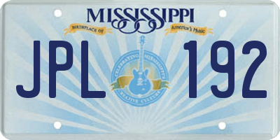 MS license plate JPL192