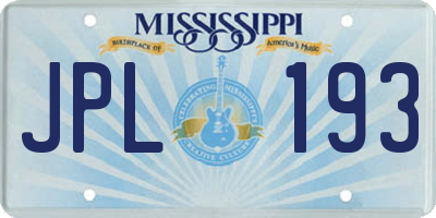 MS license plate JPL193