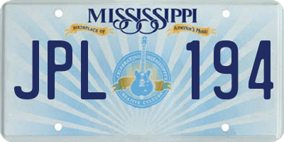 MS license plate JPL194