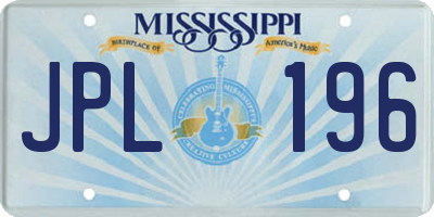 MS license plate JPL196