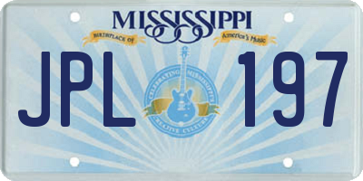 MS license plate JPL197