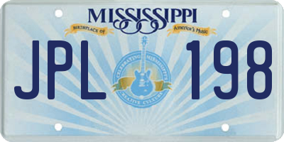 MS license plate JPL198