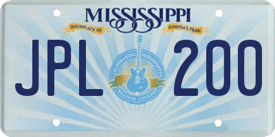 MS license plate JPL200