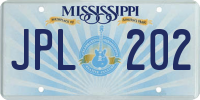 MS license plate JPL202