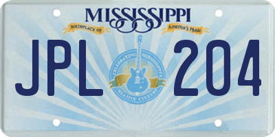 MS license plate JPL204