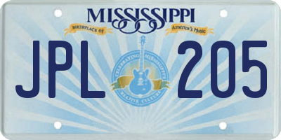 MS license plate JPL205