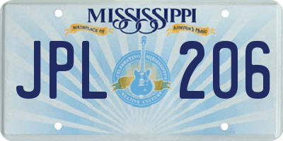 MS license plate JPL206