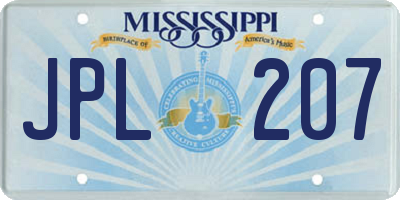 MS license plate JPL207