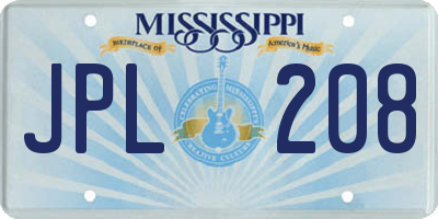 MS license plate JPL208