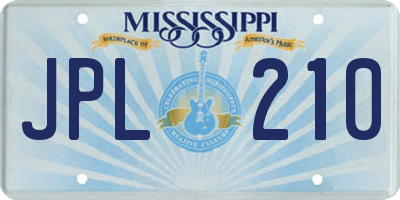 MS license plate JPL210