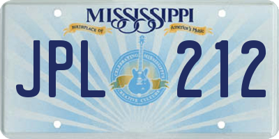 MS license plate JPL212