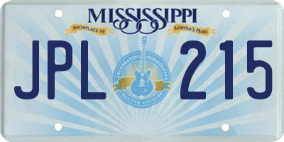 MS license plate JPL215