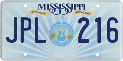 MS license plate JPL216