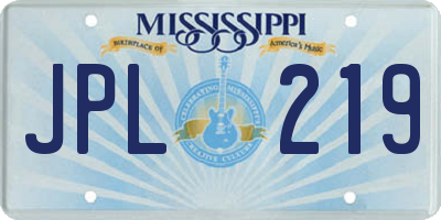 MS license plate JPL219
