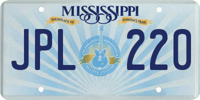 MS license plate JPL220