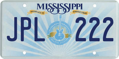 MS license plate JPL222