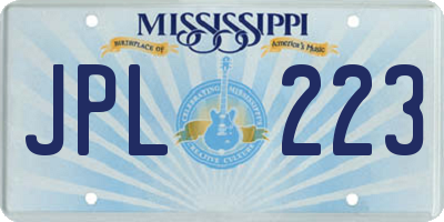 MS license plate JPL223