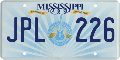 MS license plate JPL226