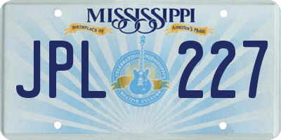 MS license plate JPL227