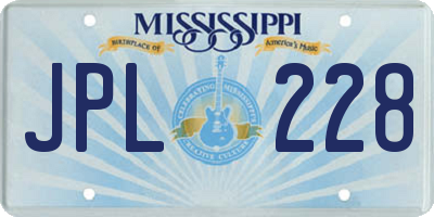 MS license plate JPL228