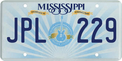 MS license plate JPL229