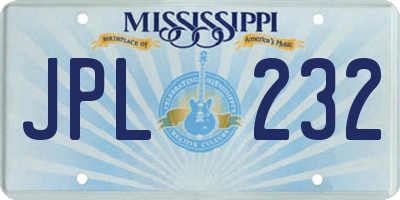 MS license plate JPL232