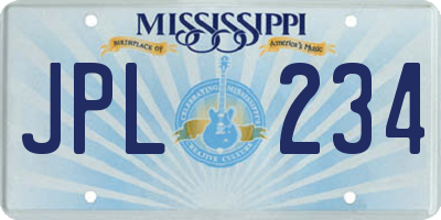 MS license plate JPL234
