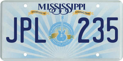 MS license plate JPL235