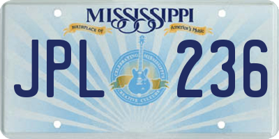 MS license plate JPL236