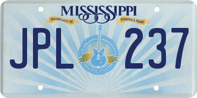 MS license plate JPL237