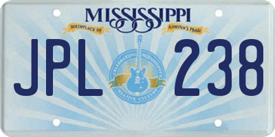 MS license plate JPL238