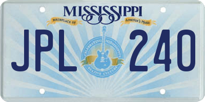 MS license plate JPL240