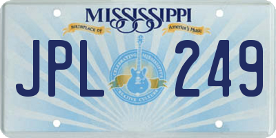 MS license plate JPL249