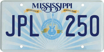 MS license plate JPL250
