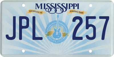 MS license plate JPL257