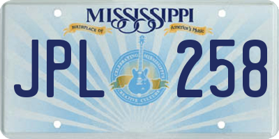 MS license plate JPL258