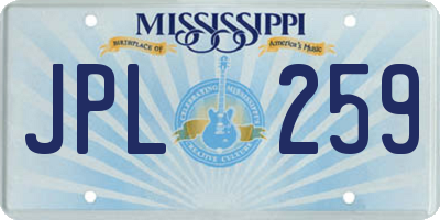 MS license plate JPL259