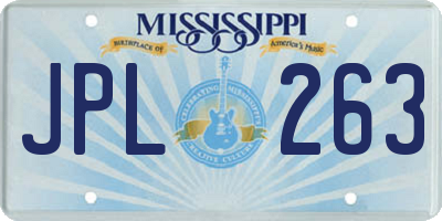 MS license plate JPL263