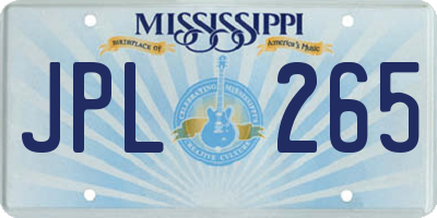 MS license plate JPL265