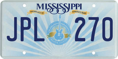MS license plate JPL270