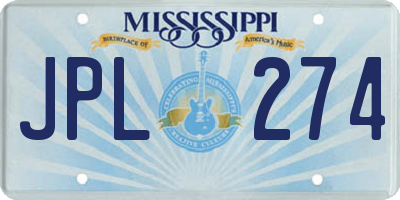 MS license plate JPL274