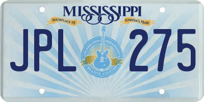 MS license plate JPL275