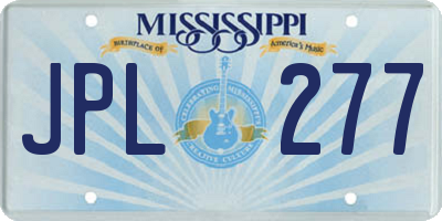 MS license plate JPL277