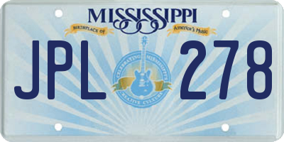 MS license plate JPL278